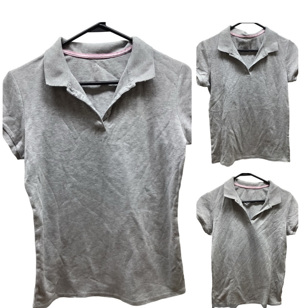 Izod Size XL/18 Girls Grey Uniform Polo Shirts Bundle of 3pcs. Preloved.
